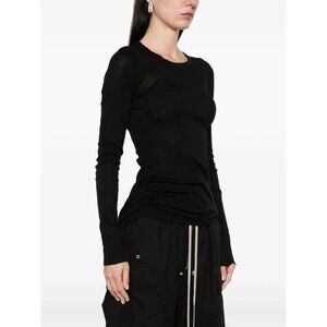 Rick Owens Black Wool Fine-Ribbed Long-Sleeve Tunic Women's LG